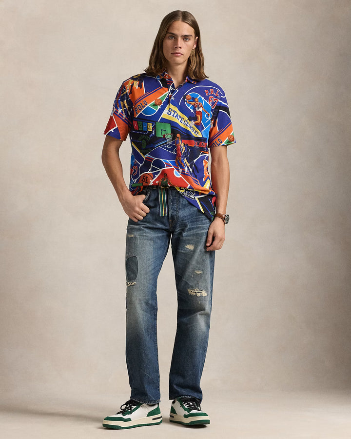 Ralph Lauren Classic Fit Print Mesh Polo Shirt