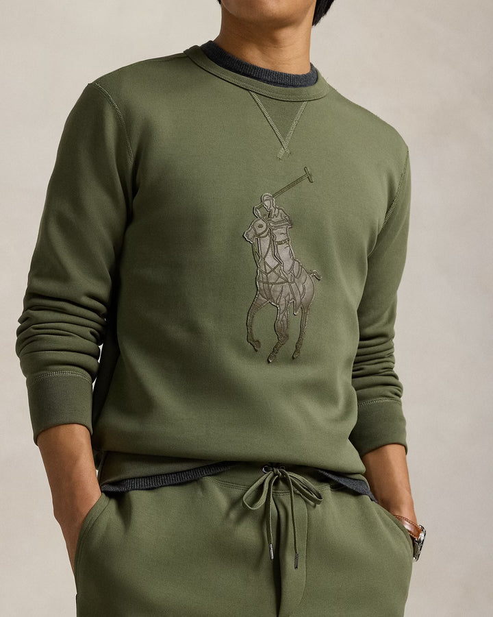 Ralph Lauren Leather-Pony Double-Knit Sweatshirt