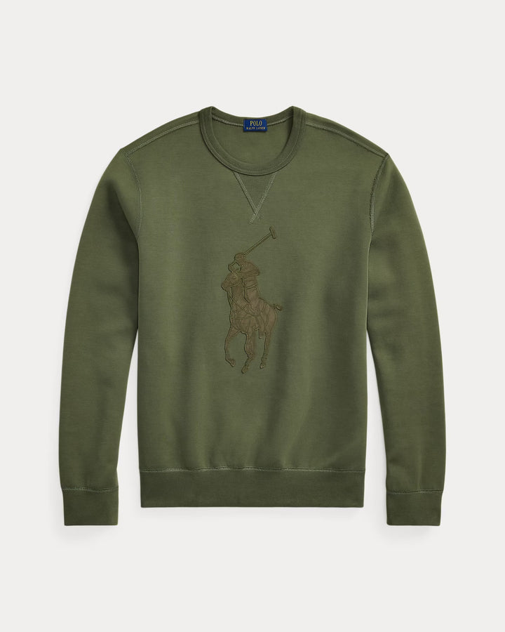 Ralph Lauren Leather-Pony Double-Knit Sweatshirt