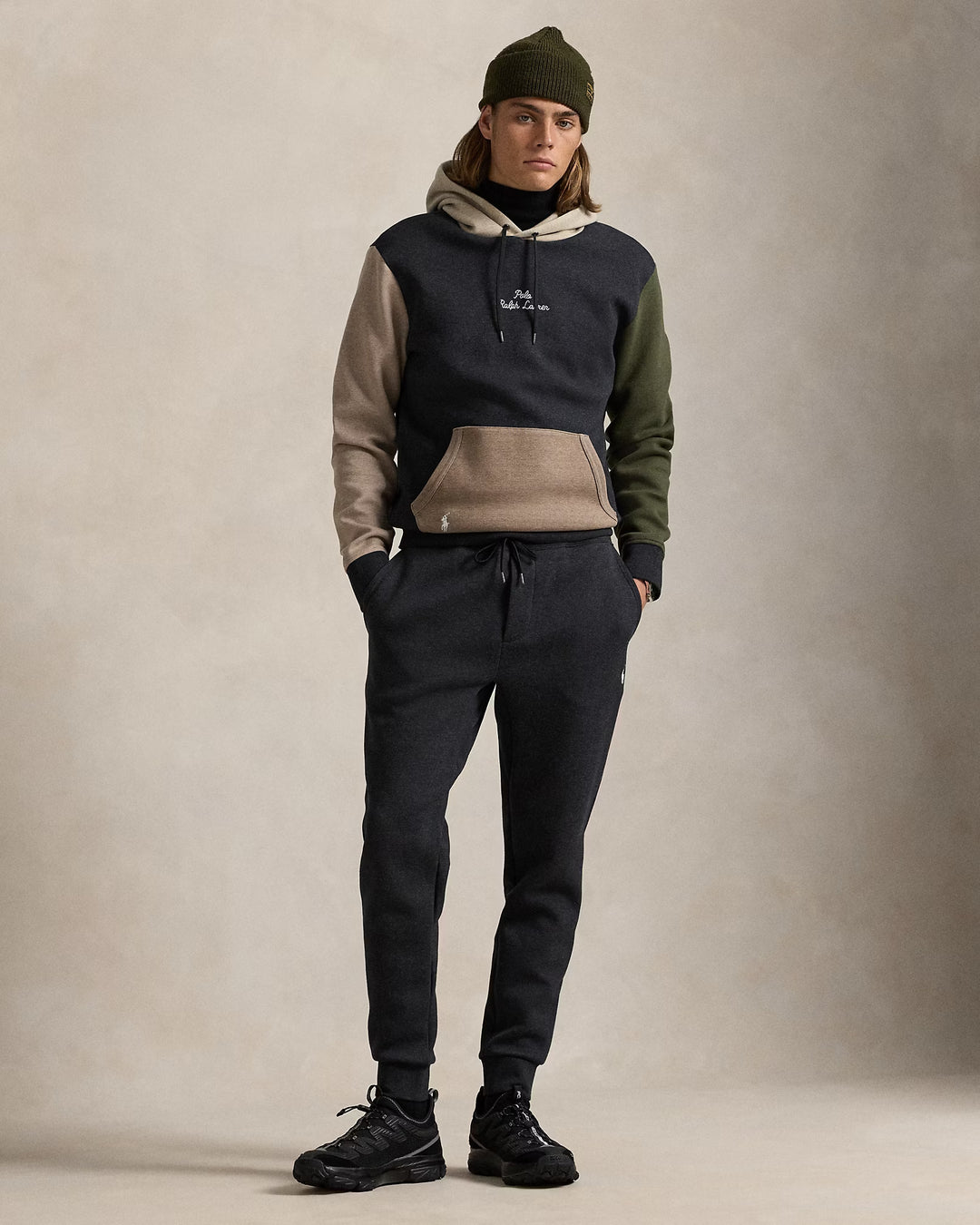 Ralph Lauren Logo Color-Blocked Double-Knit Hoodie