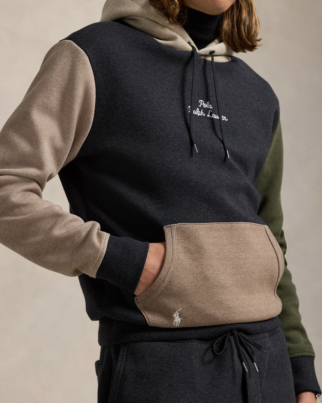 Ralph Lauren Logo Color-Blocked Double-Knit Hoodie