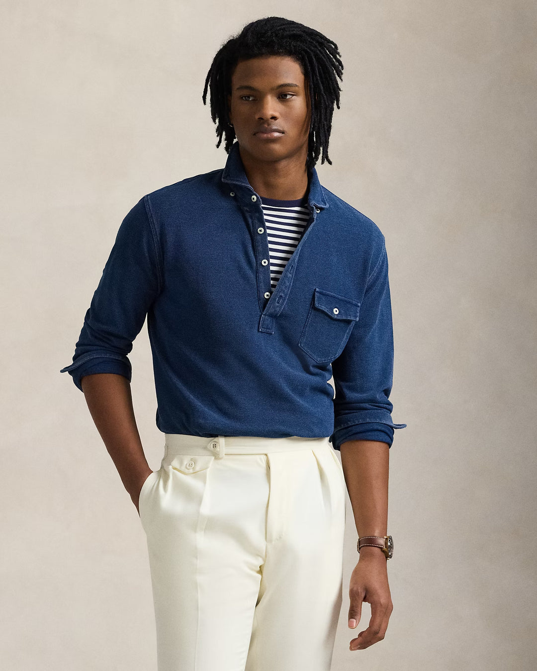 Ralph Lauren Indigo-Dyed Mesh Polo Shirt