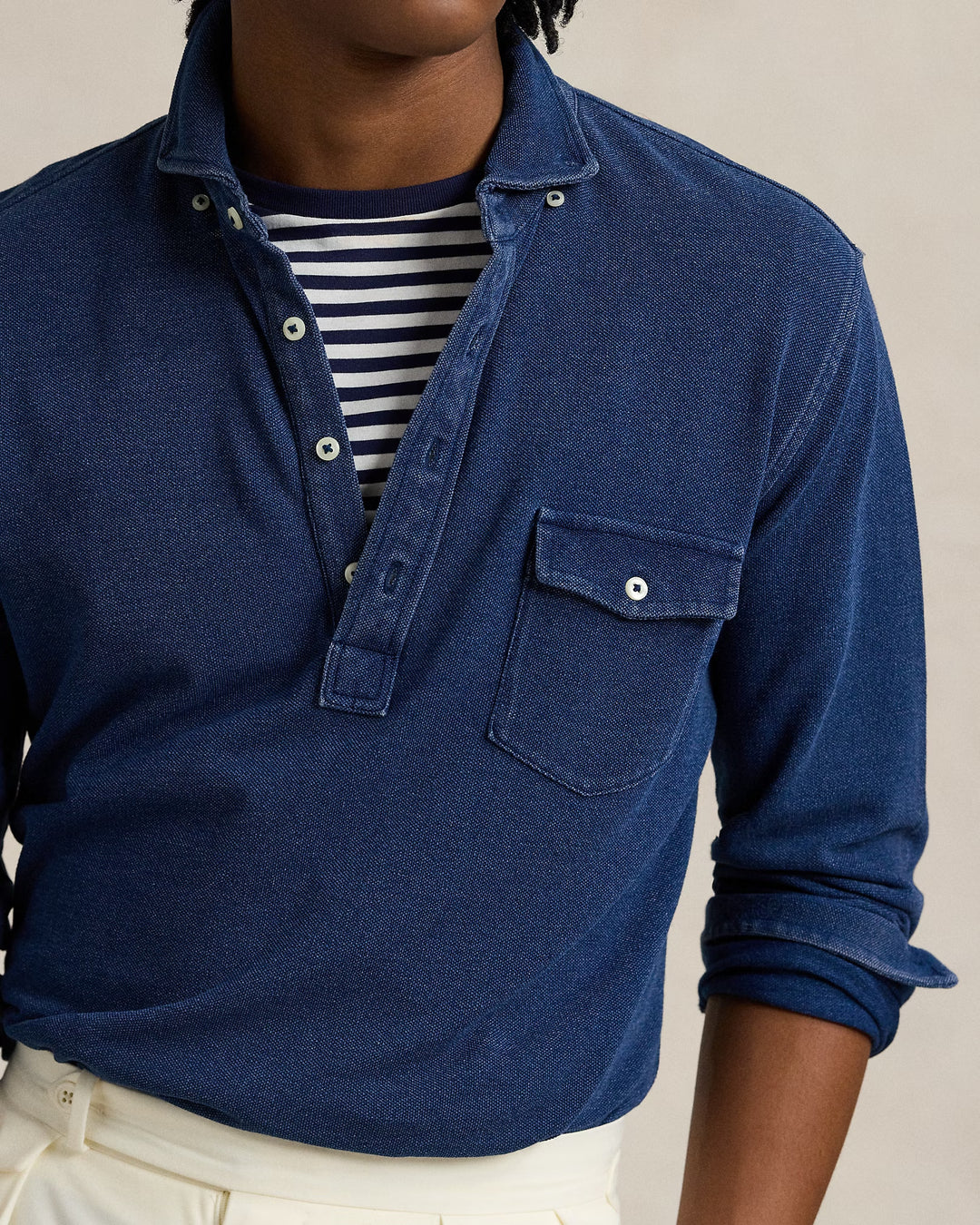 Ralph Lauren Indigo-Dyed Mesh Polo Shirt