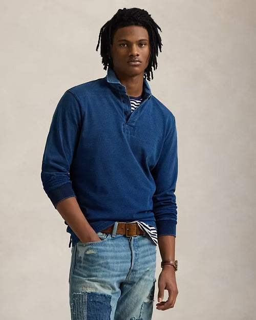 Ralph Lauren Classic Fit Indigo Jersey Rugby Shirt