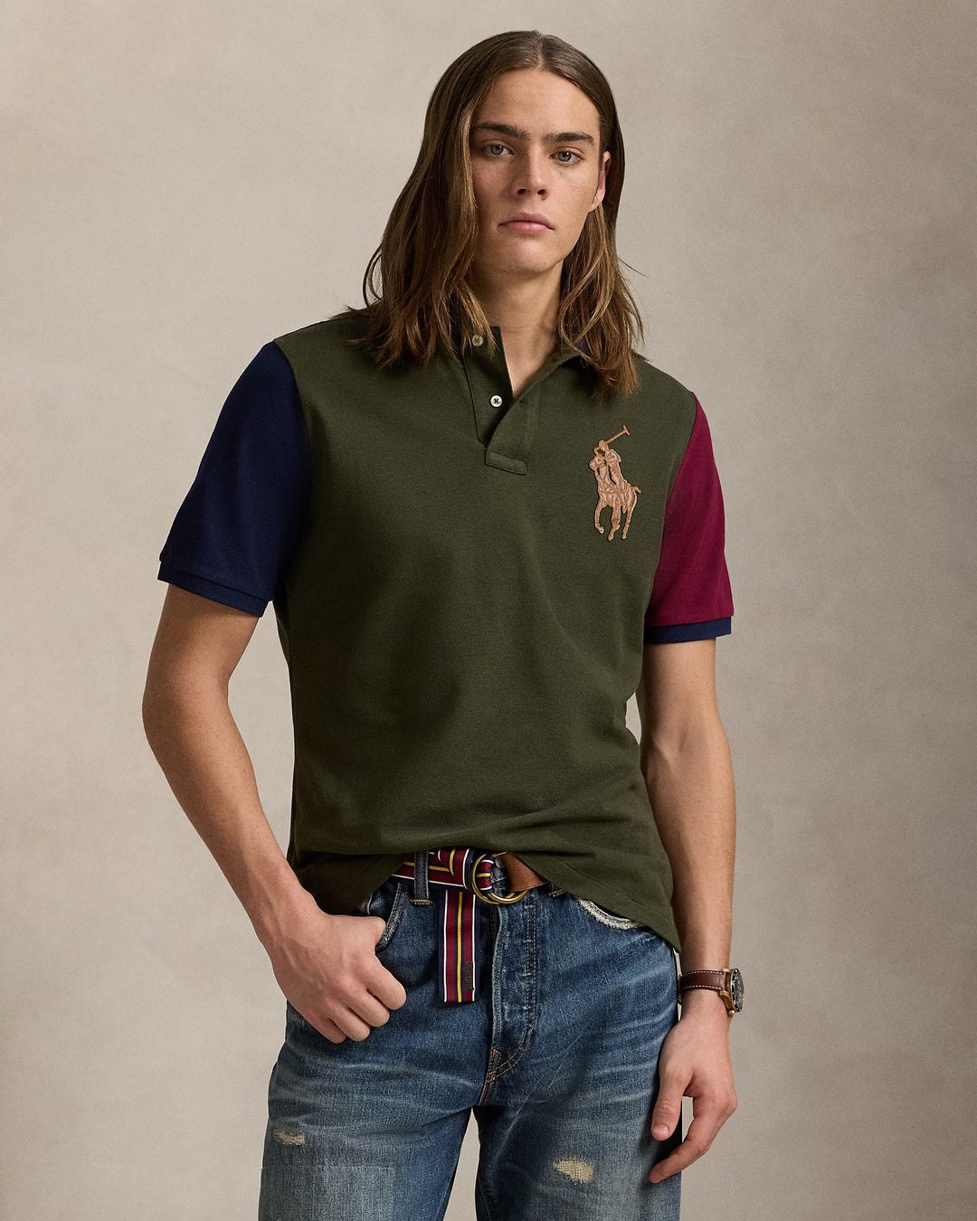 Ralph Lauren Classic Fit Leather-Pony Mesh Polo Shirt
