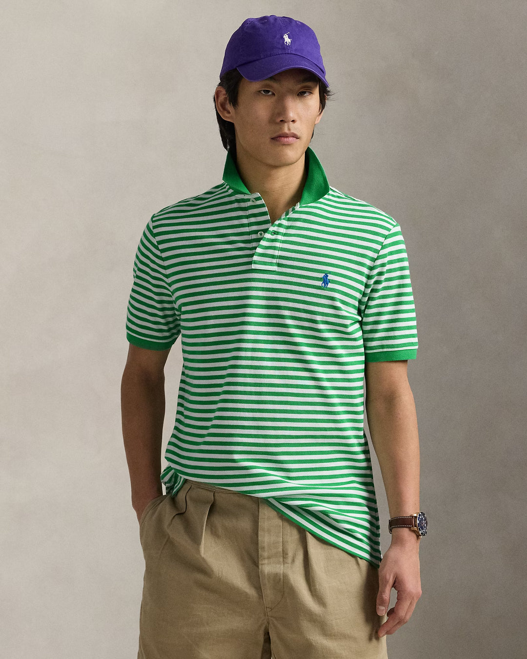 Ralph Lauren Classic Fit Striped Mesh Polo Shirt