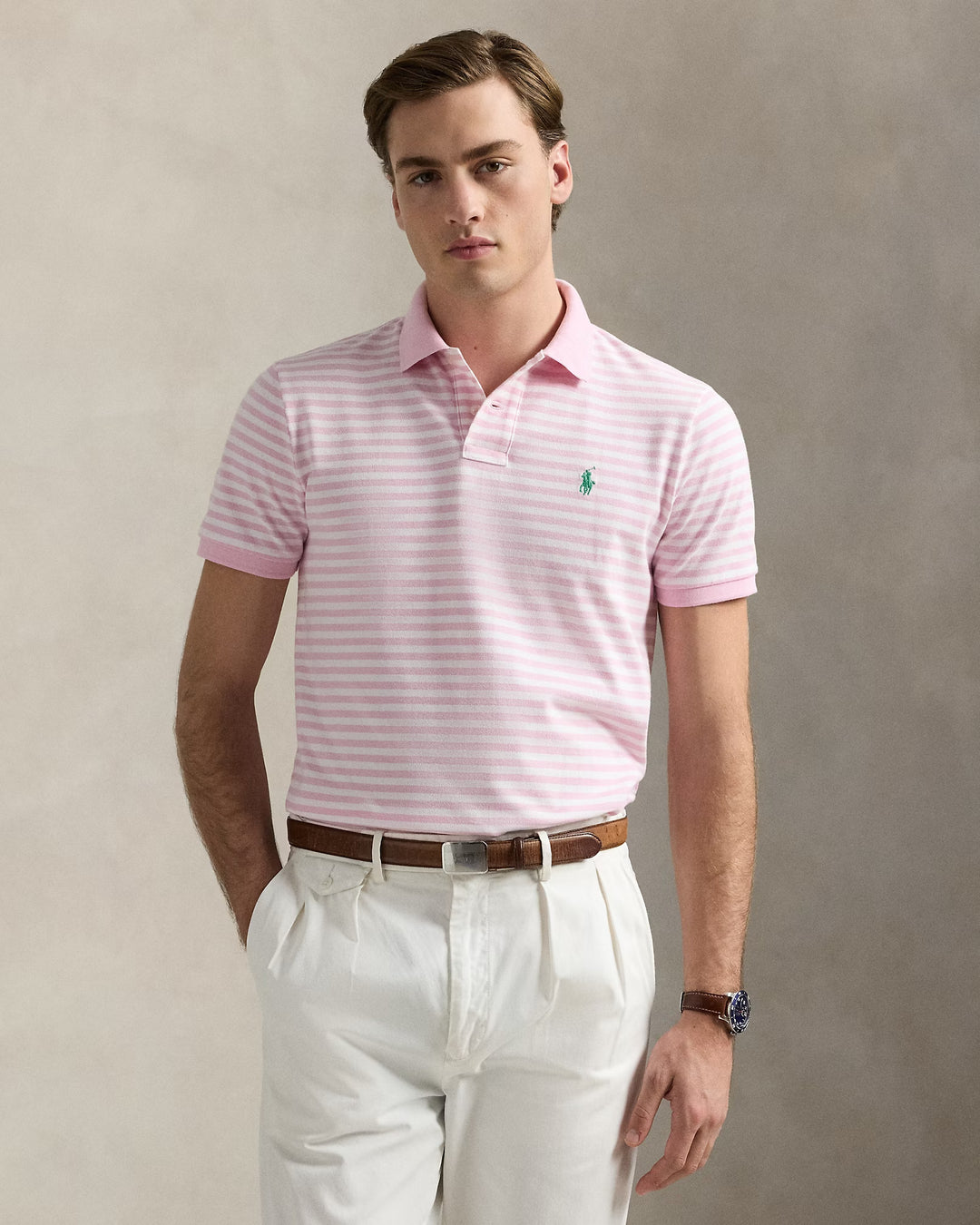 Ralph Lauren Classic Fit Striped Mesh Polo Shirt