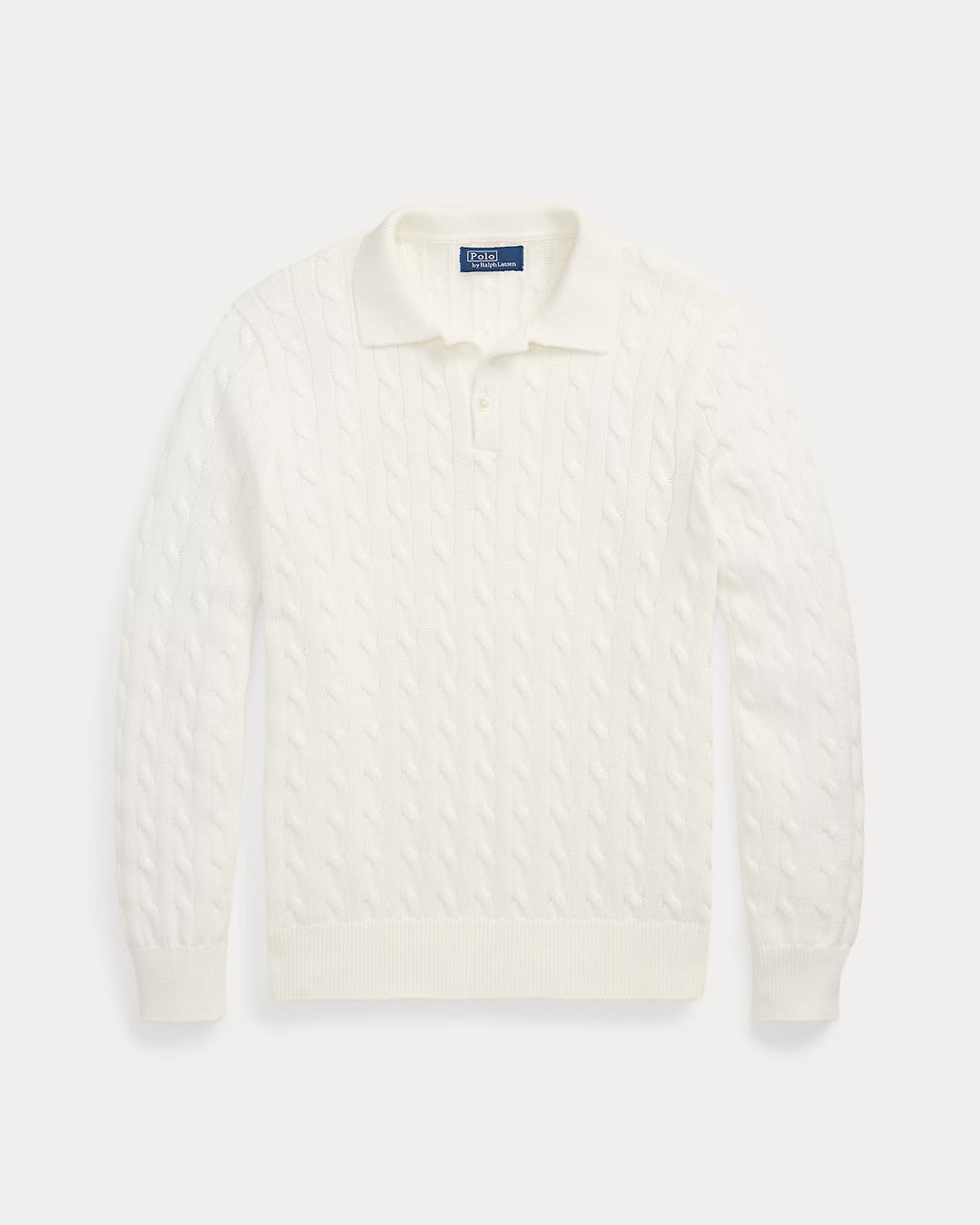 Ralph Lauren Cable-Knit Cotton Polo-Collar Sweater