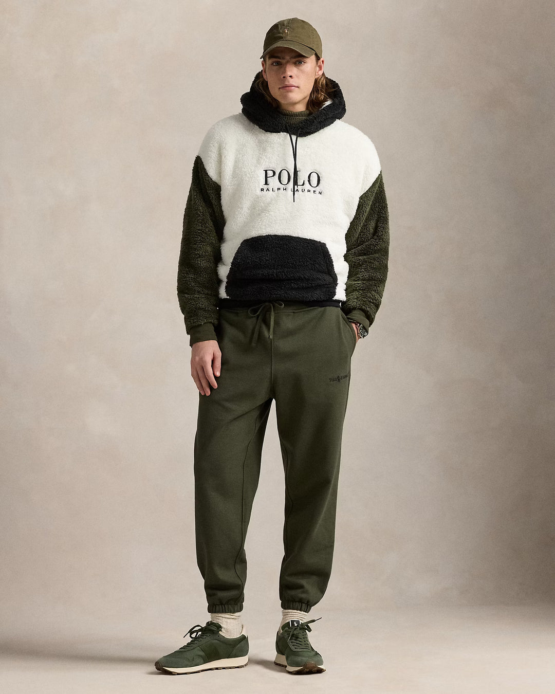 Ralph Lauren Logo Color-Blocked Pile Fleece Hoodie