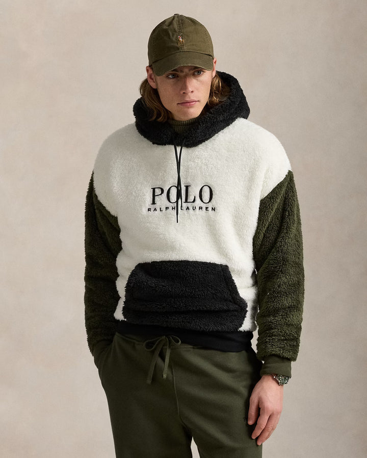 Ralph Lauren Logo Color-Blocked Pile Fleece Hoodie