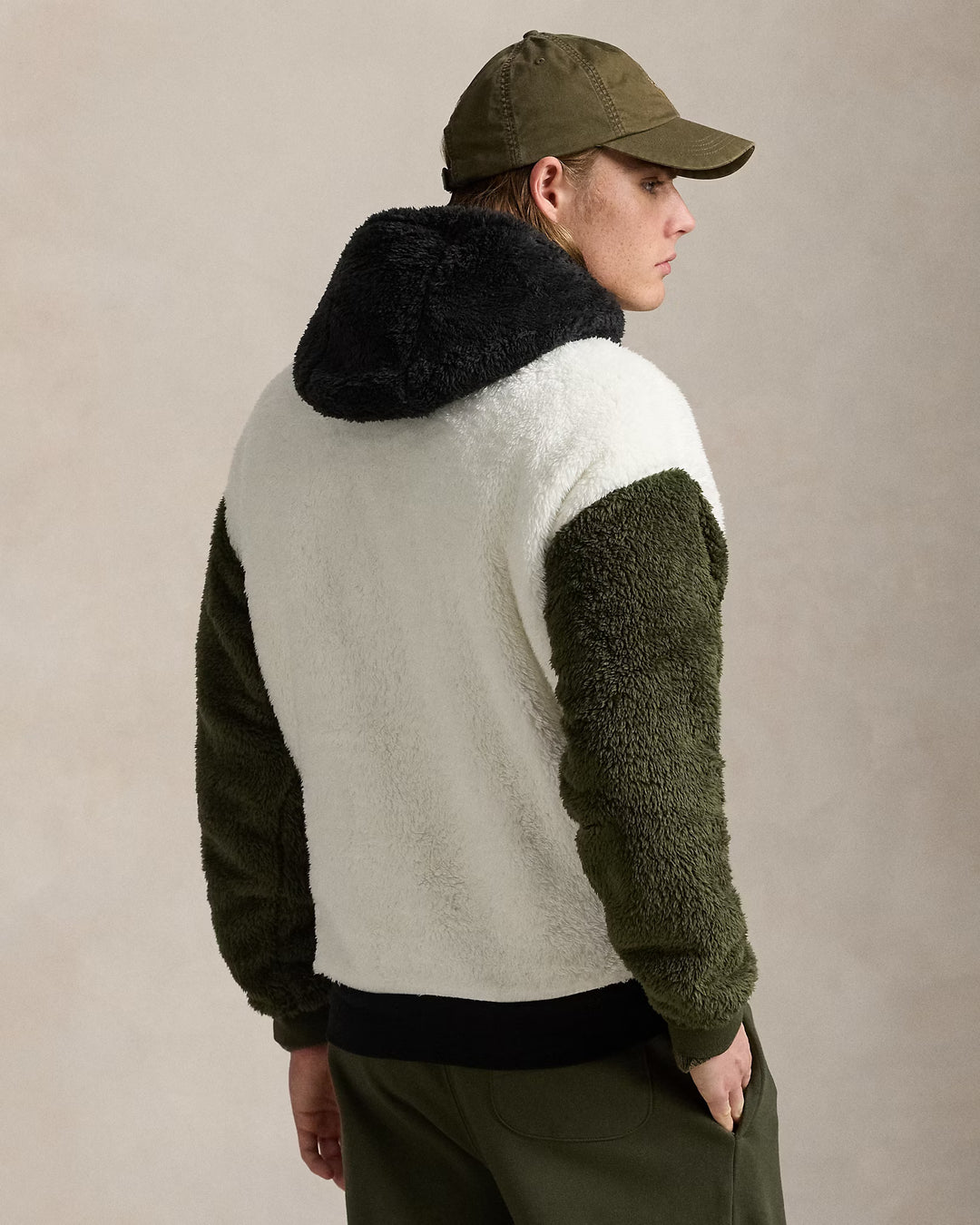 Ralph Lauren Logo Color-Blocked Pile Fleece Hoodie