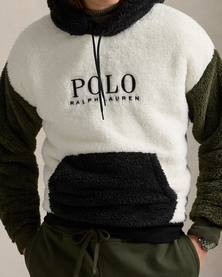 Ralph Lauren Logo Color-Blocked Pile Fleece Hoodie