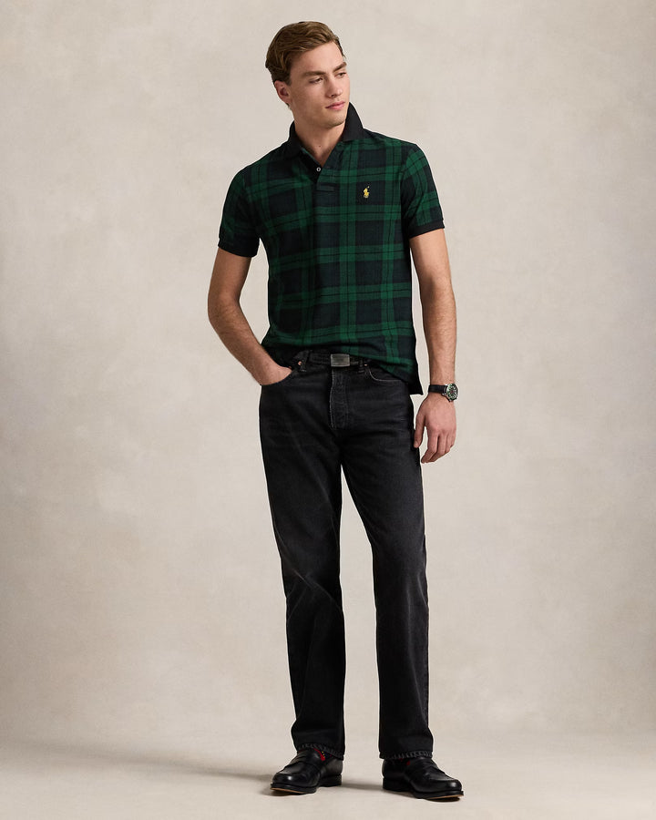 Ralph Lauren Custom Slim Fit Plaid Mesh Polo Shirt