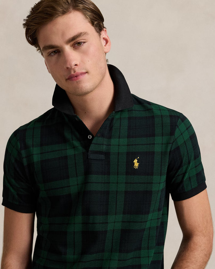 Ralph Lauren Custom Slim Fit Plaid Mesh Polo Shirt
