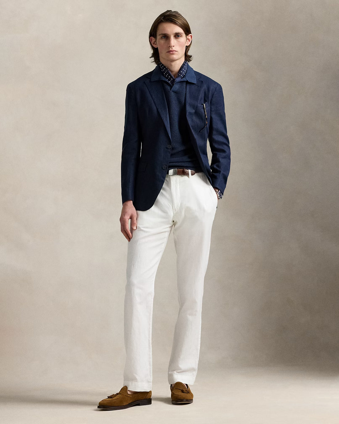 Ralph Lauren Mesh-Knit Linen Short-Sleeve Sweater