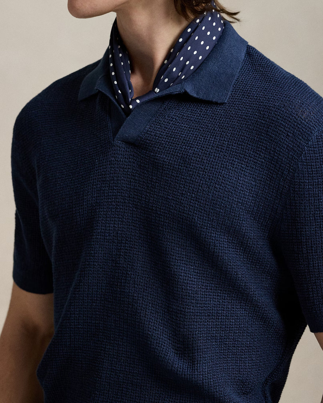 Ralph Lauren Mesh-Knit Linen Short-Sleeve Sweater