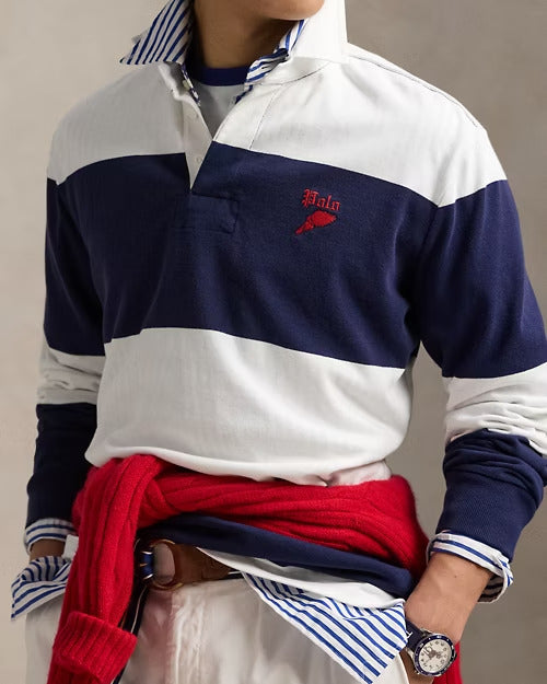 Ralph Lauren Classic Fit Striped Jersey Rugby Shirt