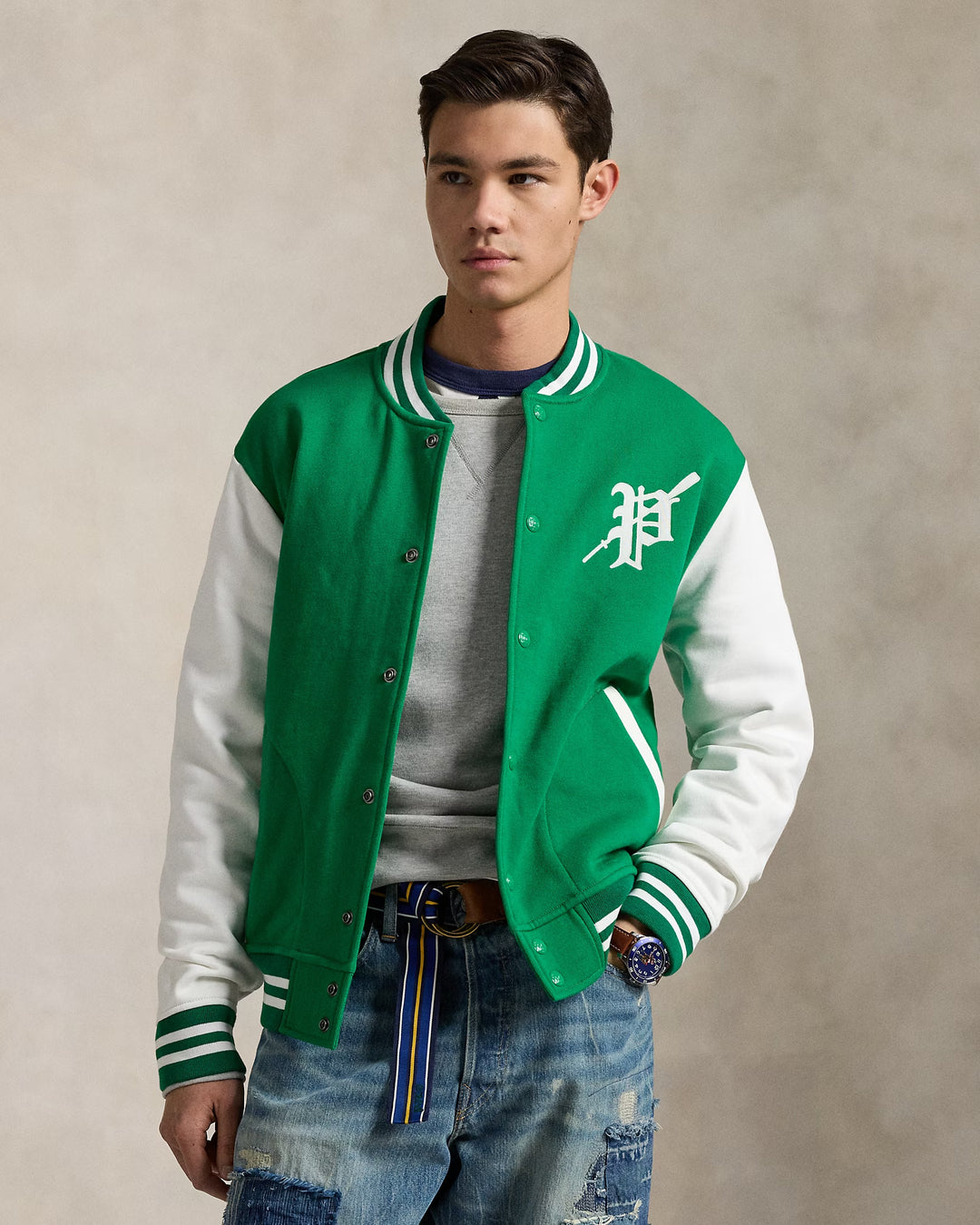 Ralph Lauren Fleece Graphic Baseball Jacket