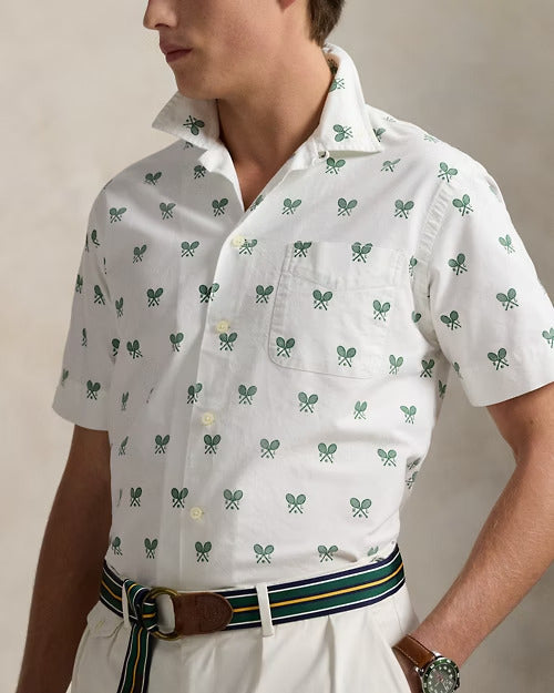 Ralph Lauren Classic Fit Racquet-Print Oxford Shirt
