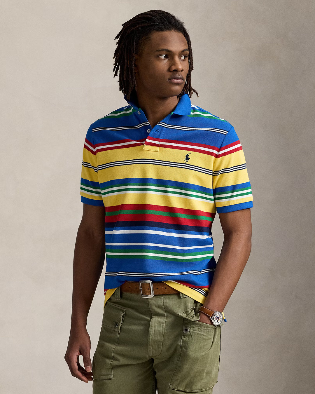 Ralph Lauren Classic Fit Striped Mesh Polo Shirt