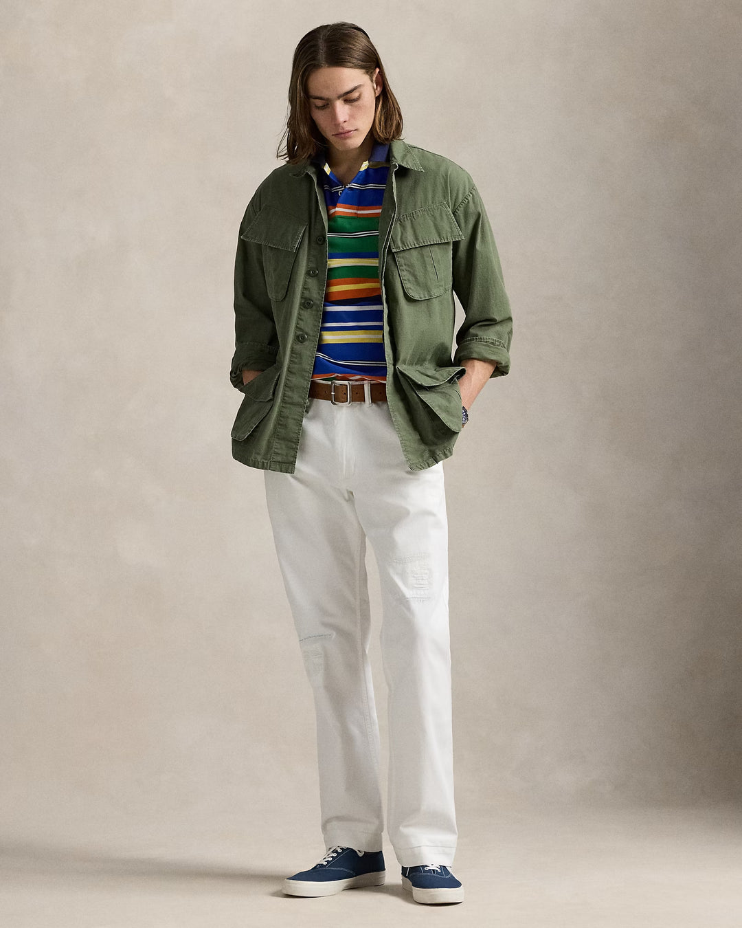 Ralph Lauren Classic Fit Striped Mesh Polo Shirt