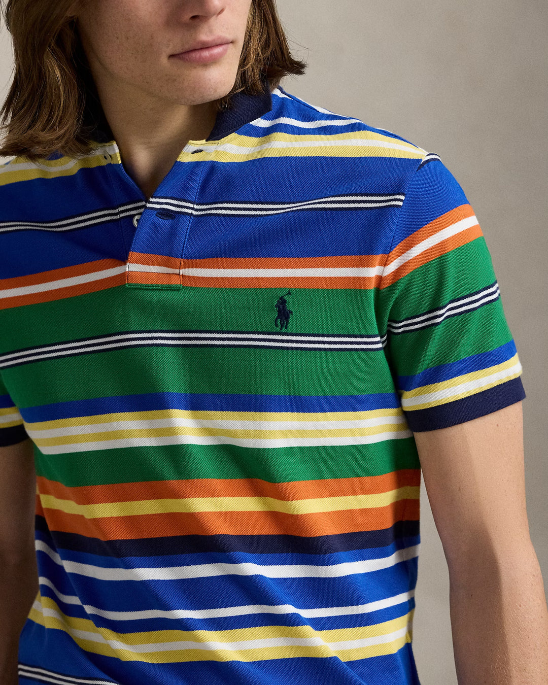 Ralph Lauren Classic Fit Striped Mesh Polo Shirt