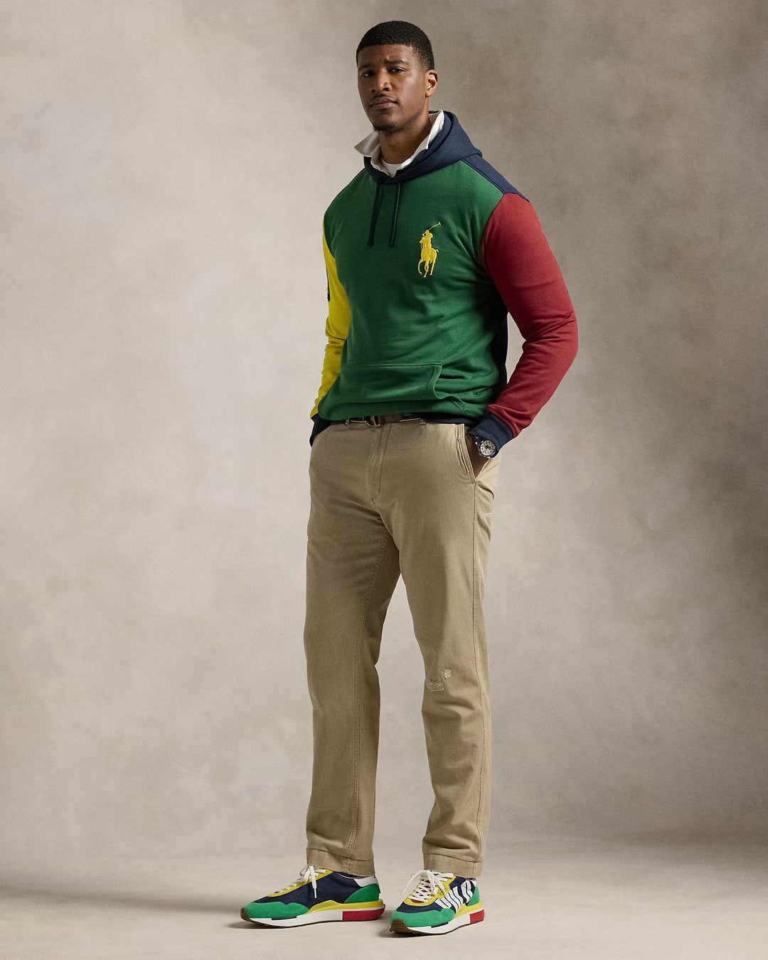 Ralph Lauren Big Pony Color-Blocked Fleece Hoodie