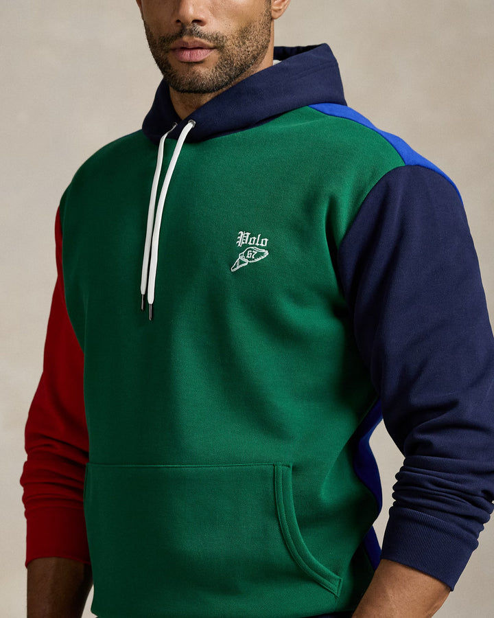 Ralph Lauren Color-Blocked Double-Knit Mesh Hoodie