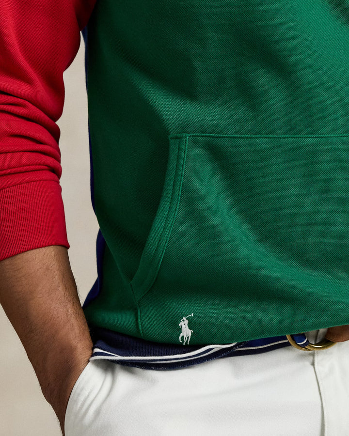 Ralph Lauren Color-Blocked Double-Knit Mesh Hoodie