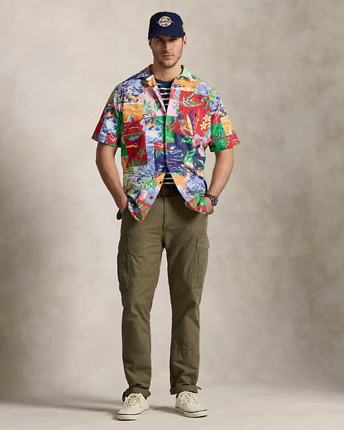 Ralph Lauren Patchwork-Print Oxford Camp Shirt