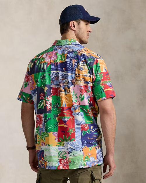 Ralph Lauren Patchwork-Print Oxford Camp Shirt
