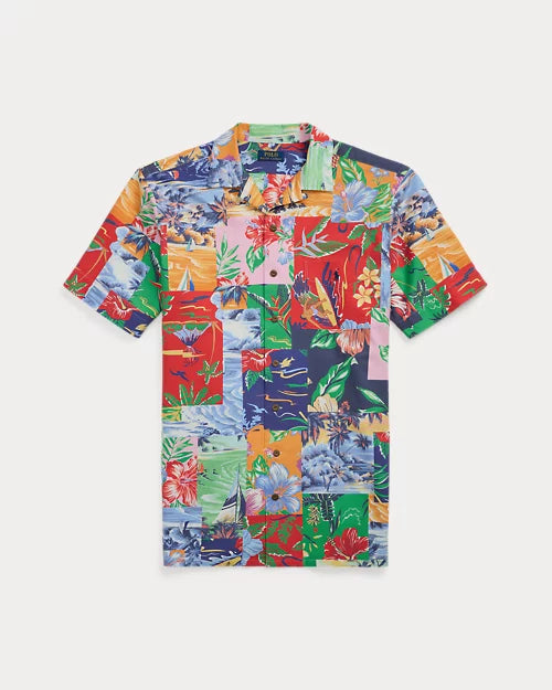 Ralph Lauren Patchwork-Print Oxford Camp Shirt