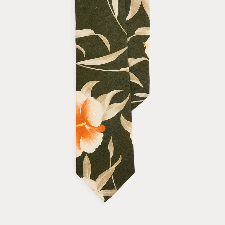 Ralph Lauren Hibiscus-Print Linen-Cotton Tie