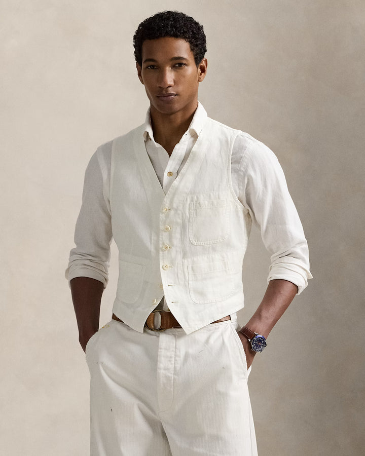 Ralph Lauren Slub Cotton-Linen Twill Vest