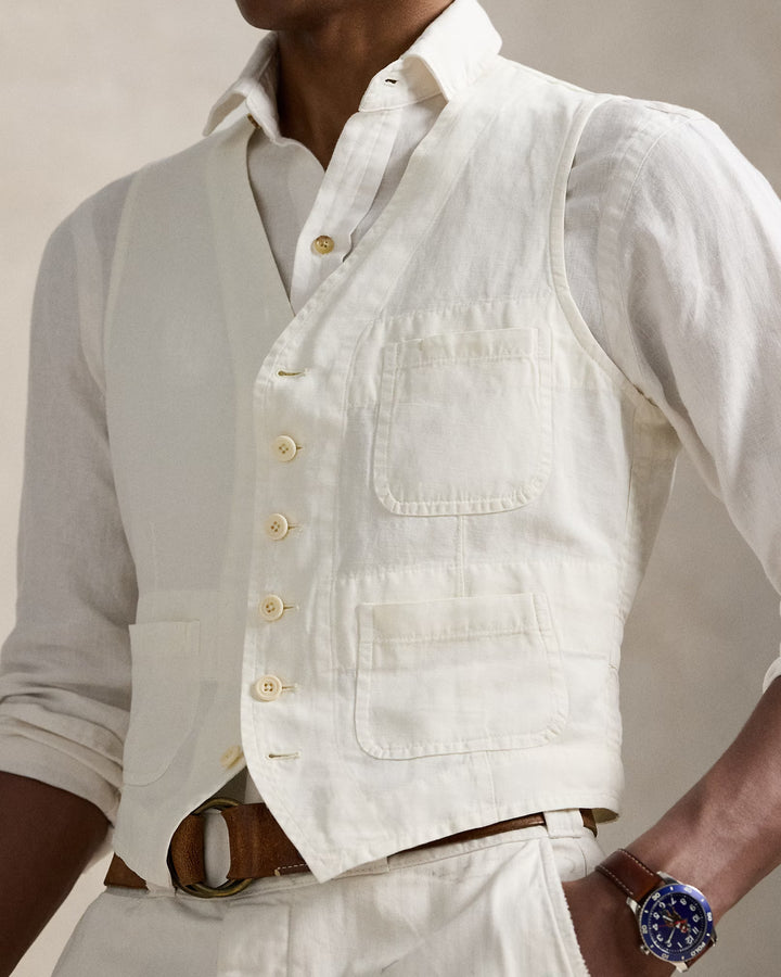Ralph Lauren Slub Cotton-Linen Twill Vest