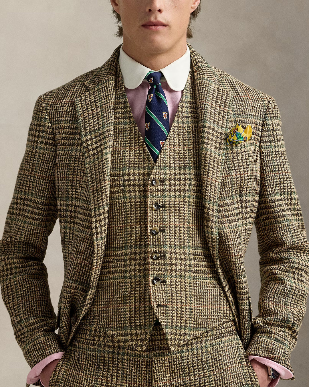 Ralph Lauren Glen Plaid Linen-Blend Vest