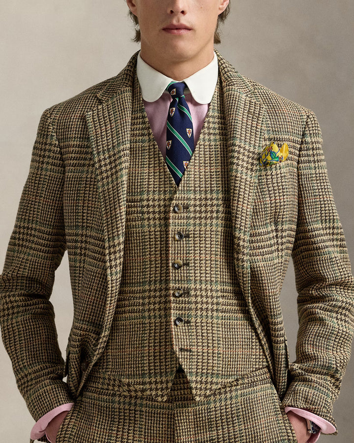 Ralph Lauren Glen Plaid Linen-Blend Vest