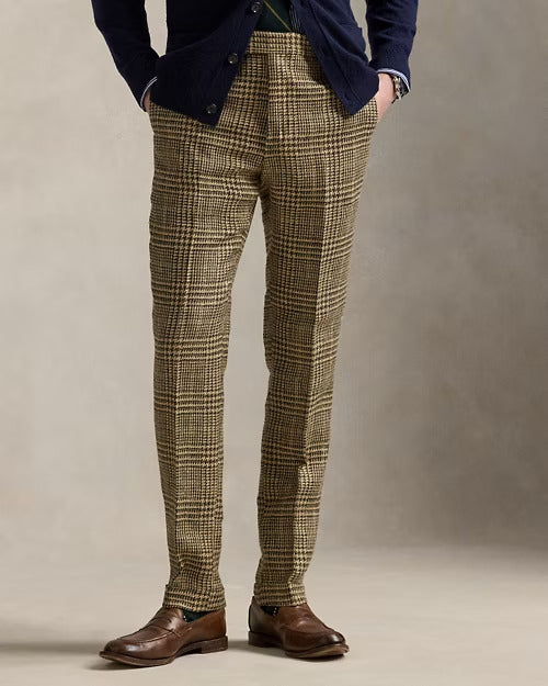 Ralph Lauren Glen Plaid Linen-Silk Suit Trouser
