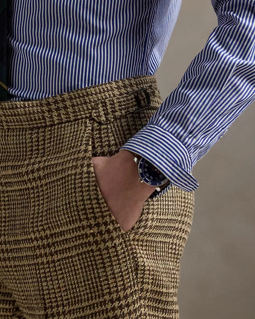 Ralph Lauren Glen Plaid Linen-Silk Suit Trouser