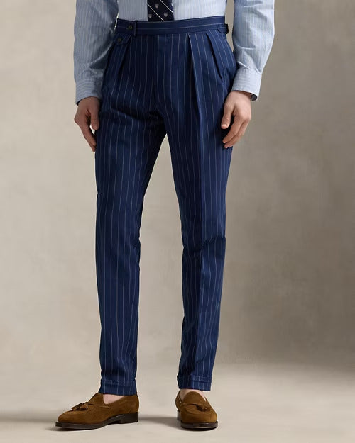 Ralph Lauren Pleated Rope-Stripe Suit Trouser