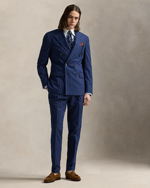 Ralph Lauren Pleated Rope-Stripe Suit Trouser