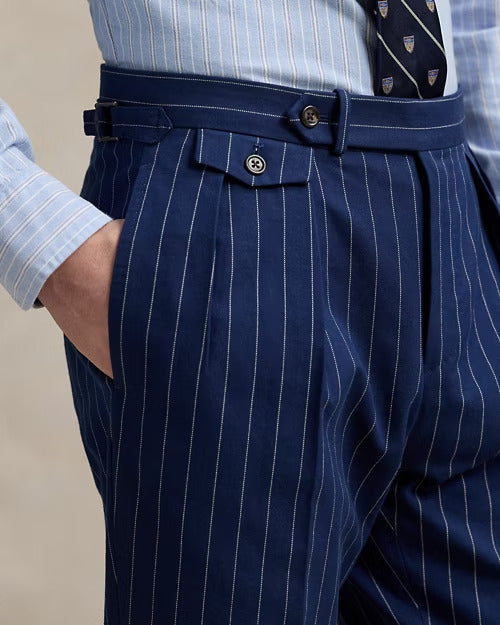 Ralph Lauren Pleated Rope-Stripe Suit Trouser