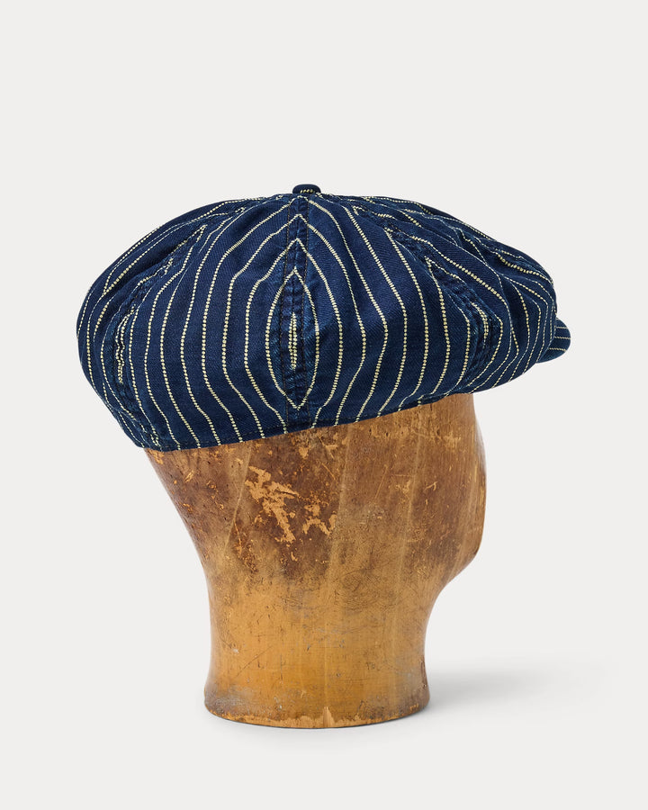 Ralph Lauren Indigo Dot-Stripe Twill Newsboy Cap