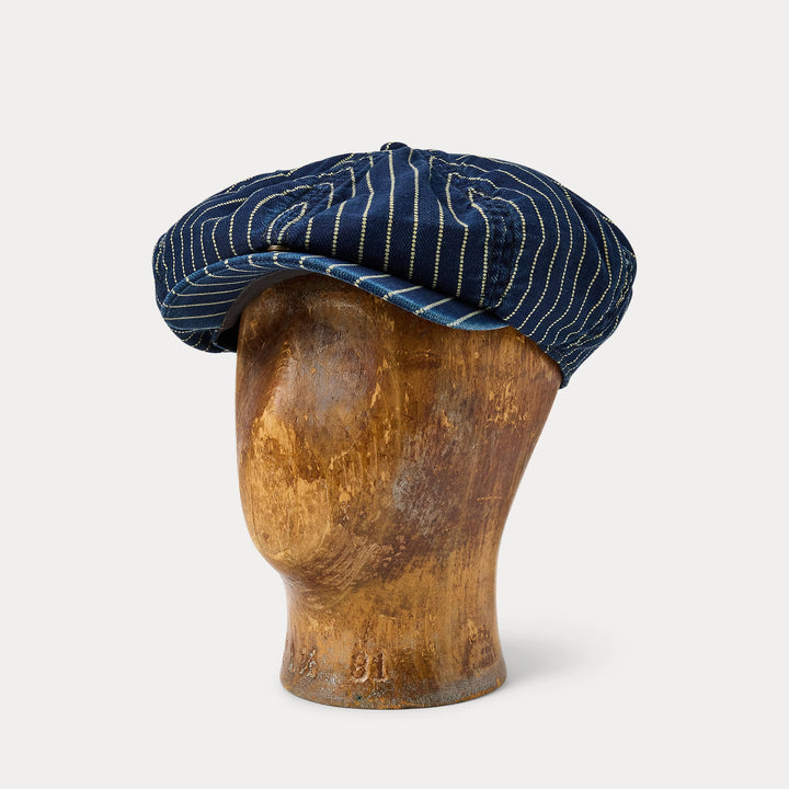 Ralph Lauren Indigo Dot-Stripe Twill Newsboy Cap