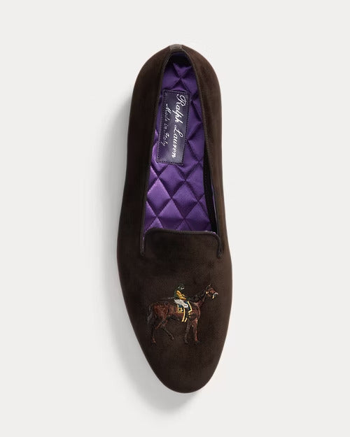 Ralph Lauren Alonzo Standing Horse Velvet Slipper