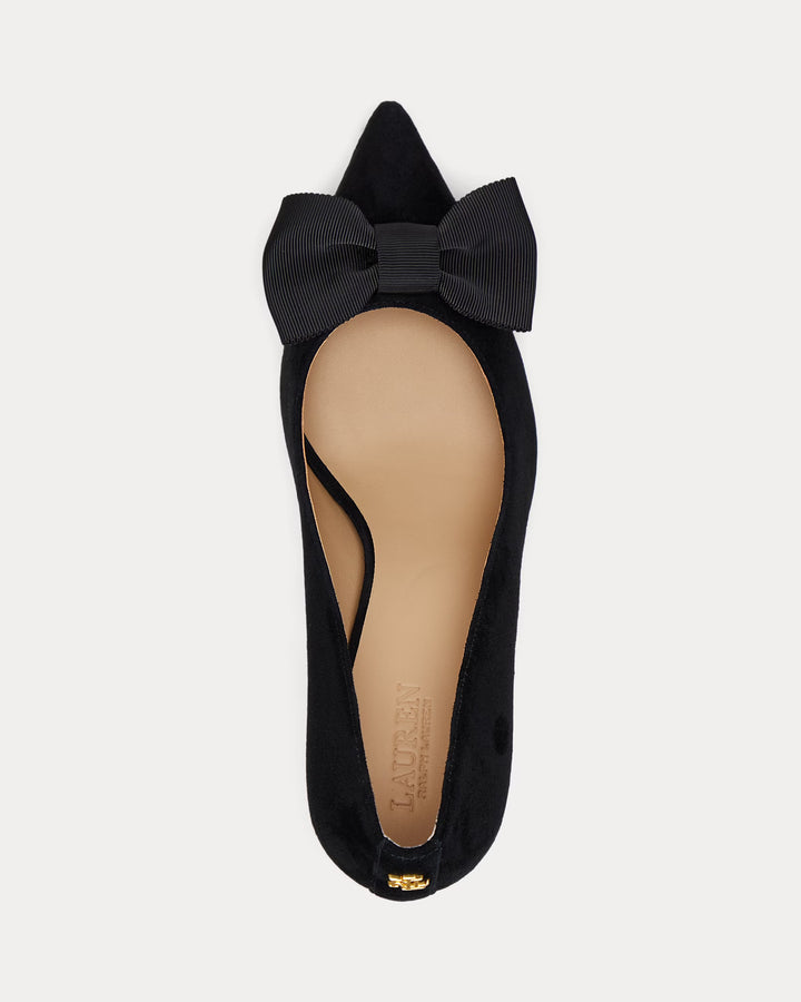Ralph Lauren Lanette Bow-Trim Suede Pump