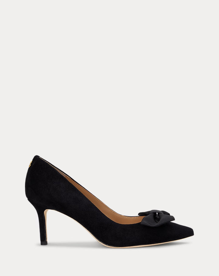 Ralph Lauren Lanette Bow-Trim Suede Pump