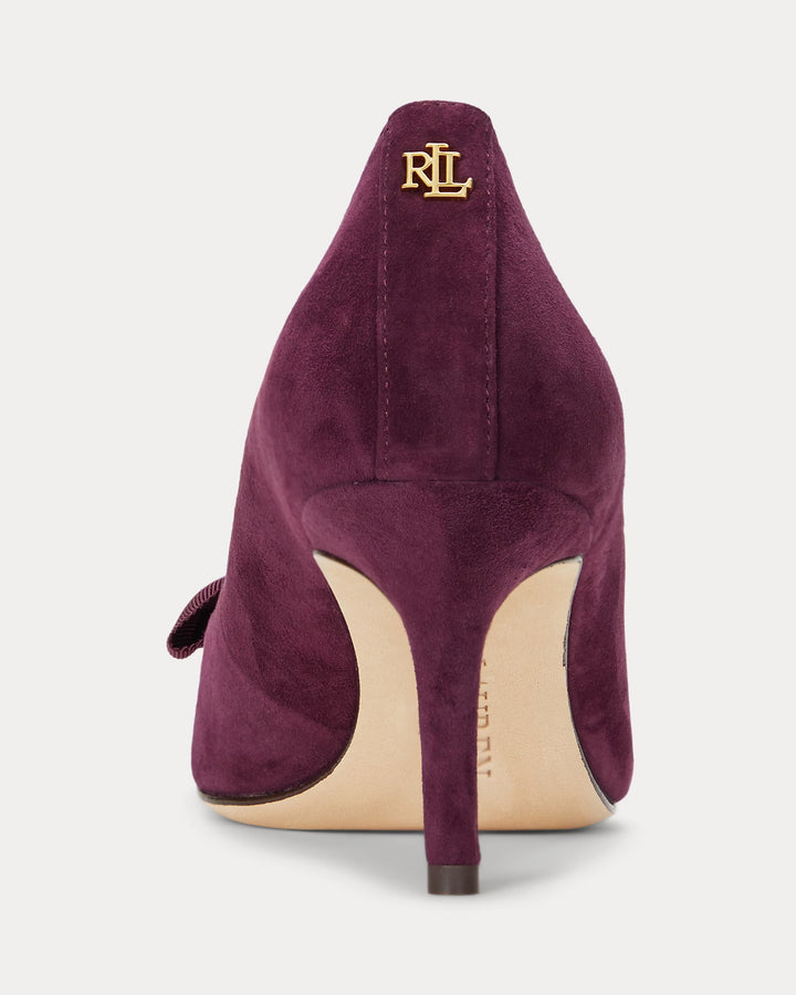 Ralph Lauren Lanette Bow-Trim Suede Pump