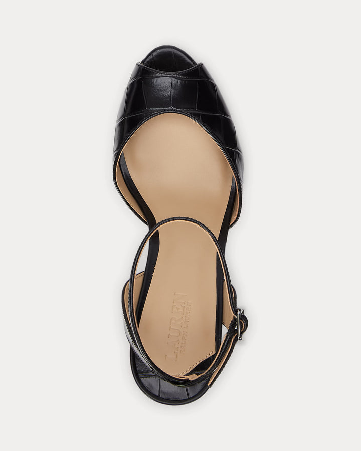 Ralph Lauren Kyla Crocodile-Embossed Leather Sandal