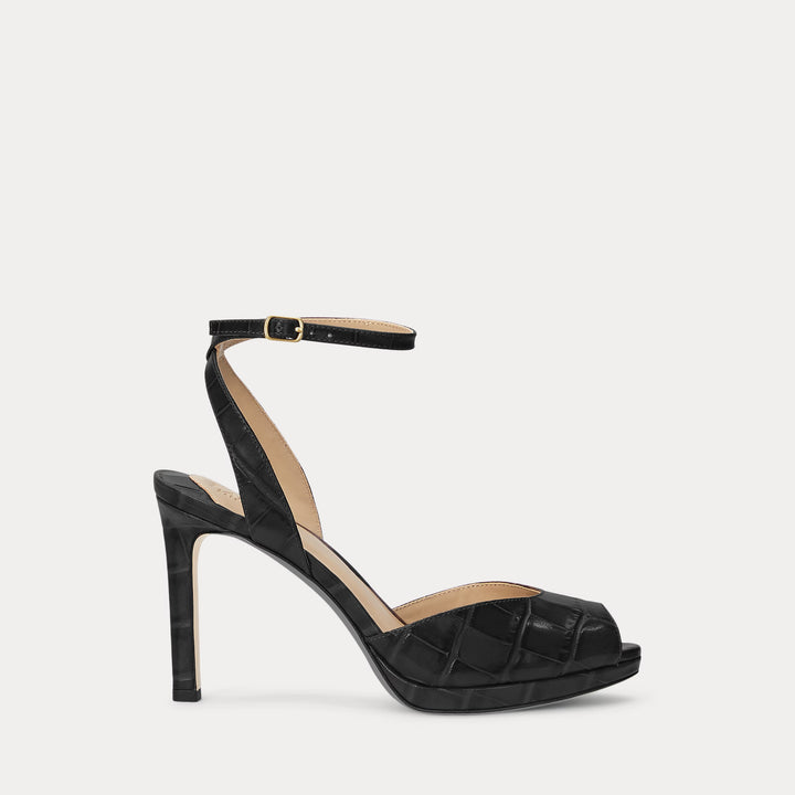 Ralph Lauren Kyla Crocodile-Embossed Leather Sandal